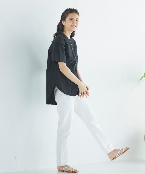 LIPSTAR(リップスター)の「配色パイピングゆるTシャツ(Tシャツ/カットソー・レディース・オフホワイト/カーキ/ブラック・M)」の12枚目の写真