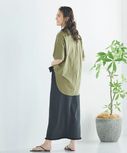 LIPSTAR(リップスター)の「配色パイピングゆるTシャツ(Tシャツ/カットソー・レディース・オフホワイト/カーキ/ブラック・M)」の10枚目の写真