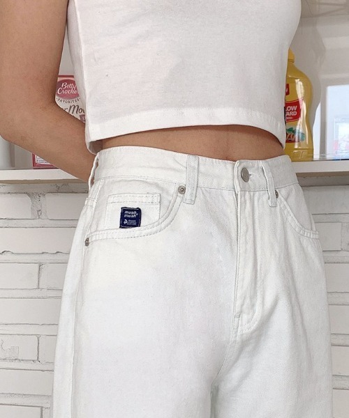 muahmuah(ムーアムーア)の「『muah muah/ムーアムーア』WIDE COTTON DENIM PANTS/ワイドコットンデニムパンツ(デニムパンツ・レディース・ブラック/ホワイト・S/M)」の3枚目の写真