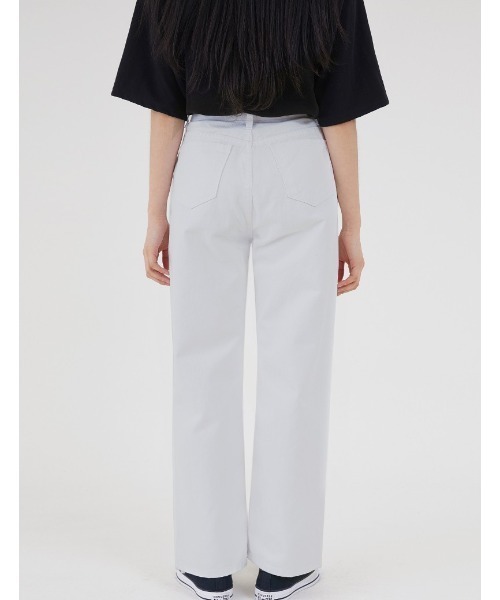 muahmuah(ムーアムーア)の「『muah muah/ムーアムーア』WIDE COTTON DENIM PANTS/ワイドコットンデニムパンツ(デニムパンツ・レディース・ブラック/ホワイト・S/M)」の5枚目の写真