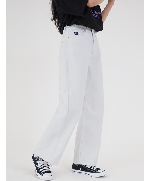 muahmuah(ムーアムーア)の「『muah muah/ムーアムーア』WIDE COTTON DENIM PANTS/ワイドコットンデニムパンツ(デニムパンツ・レディース・ブラック/ホワイト・S/M)」の6枚目の写真