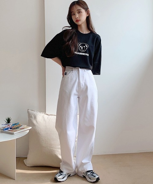 【muahmuah】★人気商品★ワイド デニム パンツ muahmuah】☆人気商品☆ワイド デニム パンツ (muahmuah/デニム