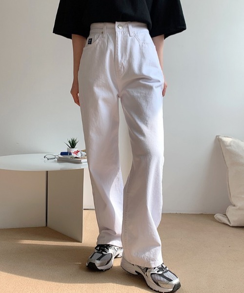 ●muahmuah● Wide cargo denim pants white _MUP23008_ muah muah/ムーアムーア』WIDE COTTON DENIM PANTS/ワイド
