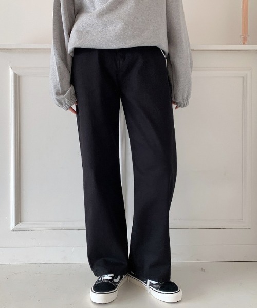 ●muahmuah● Washed wide denim pants black MUP25101 MUSINSA | MUAHMUAH Washed Wide Denim Pants [Black]