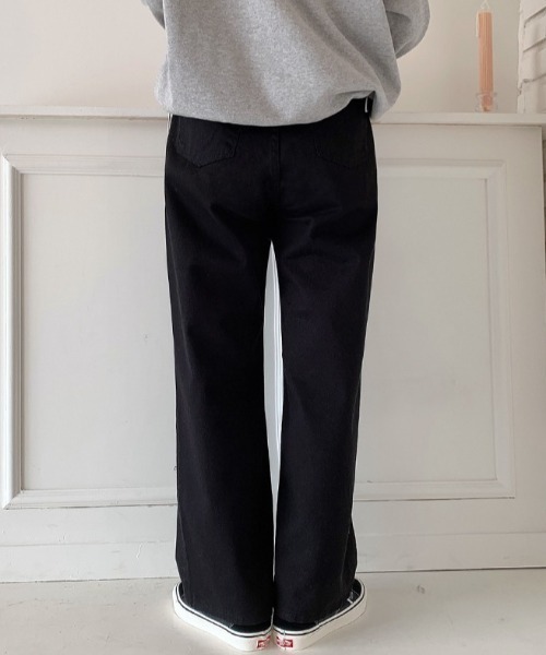 ★muahmuah☆LOGO PIGMENT WIDE BANDING PANTS muah muah/ムーアムーア』WIDE COTTON DENIM PANTS/ワイド