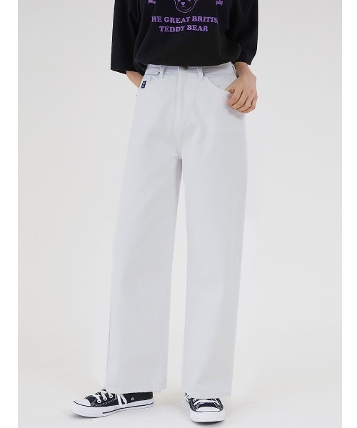 muahmuah(ムーアムーア)の「『muah muah/ムーアムーア』WIDE COTTON DENIM PANTS/ワイドコットンデニムパンツ(デニムパンツ・レディース・ブラック/ホワイト・S/M)」の7枚目の写真