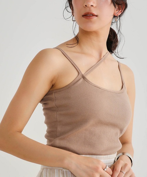 Bou Jeloud（ブージュルード）の「アシメコードカップ付きキャミ（キャミソール・レディース・ブラック/アイボリー/モカ/ラベンダー・ONESIZE）」の4枚目の写真