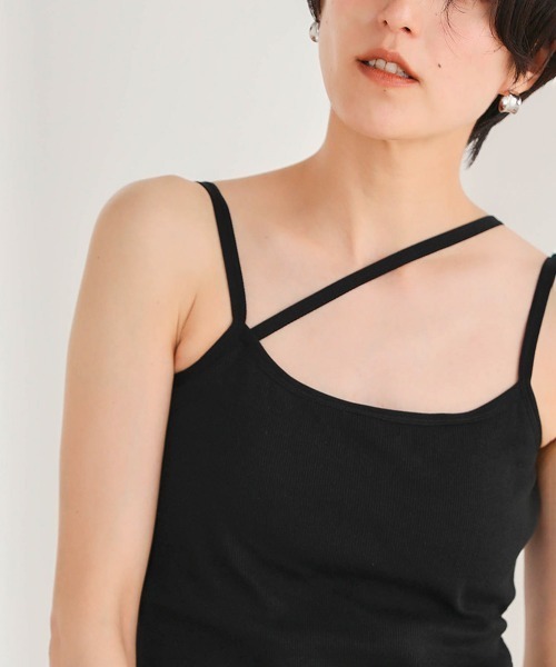 Bou Jeloud（ブージュルード）の「アシメコードカップ付きキャミ（キャミソール・レディース・ブラック/アイボリー/モカ/ラベンダー・ONESIZE）」の8枚目の写真