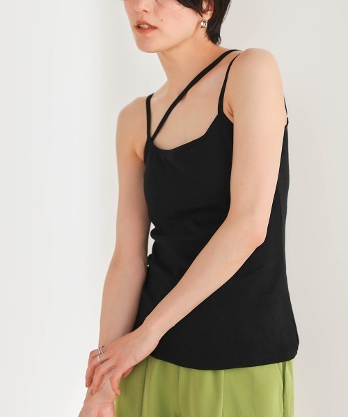 Bou Jeloud（ブージュルード）の「アシメコードカップ付きキャミ（キャミソール・レディース・ブラック/アイボリー/モカ/ラベンダー・ONESIZE）」の18枚目の写真