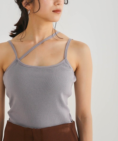 Bou Jeloud（ブージュルード）の「アシメコードカップ付きキャミ（キャミソール・レディース・ブラック/アイボリー/モカ/ラベンダー・ONESIZE）」の7枚目の写真