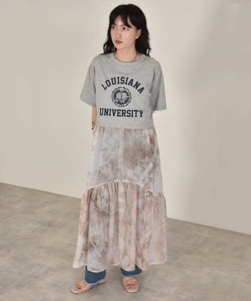 w closet（ダブルクローゼット）の「タイダイウエストサイドリボンティアードキャミワンピース（ワンピース・レディース・ライム/モカ・FREE）」の14枚目の写真