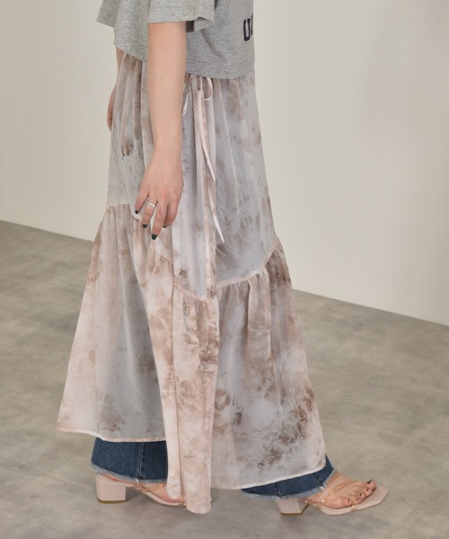 w closet（ダブルクローゼット）の「タイダイウエストサイドリボンティアードキャミワンピース（ワンピース・レディース・ライム/モカ・FREE）」の15枚目の写真