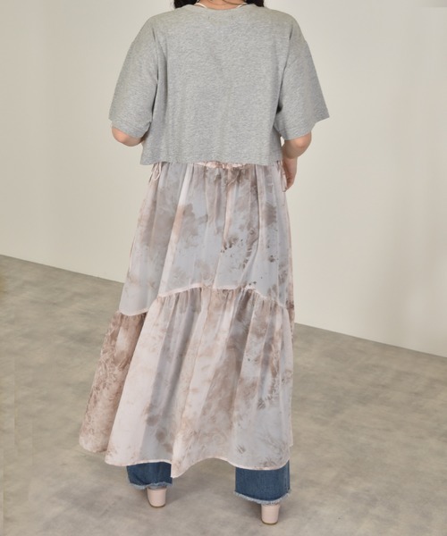 w closet（ダブルクローゼット）の「タイダイウエストサイドリボンティアードキャミワンピース（ワンピース・レディース・ライム/モカ・FREE）」の16枚目の写真