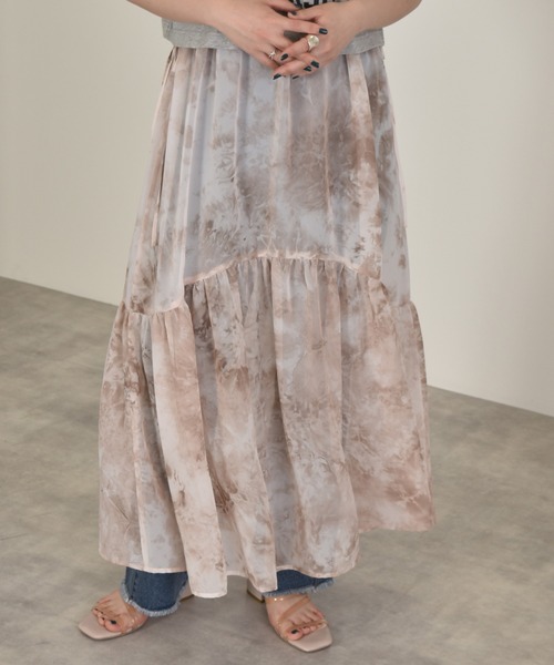 w closet（ダブルクローゼット）の「タイダイウエストサイドリボンティアードキャミワンピース（ワンピース・レディース・ライム/モカ・FREE）」の18枚目の写真