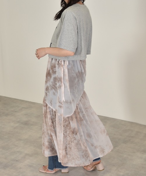 w closet（ダブルクローゼット）の「タイダイウエストサイドリボンティアードキャミワンピース（ワンピース・レディース・ライム/モカ・FREE）」の20枚目の写真