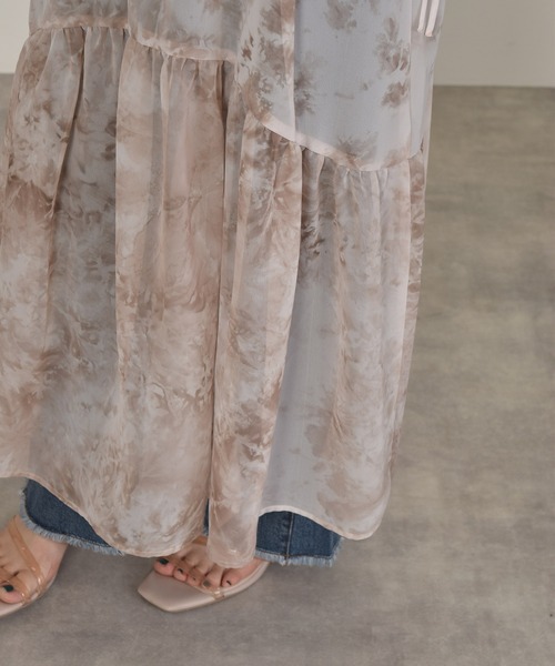 w closet（ダブルクローゼット）の「タイダイウエストサイドリボンティアードキャミワンピース（ワンピース・レディース・ライム/モカ・FREE）」の22枚目の写真