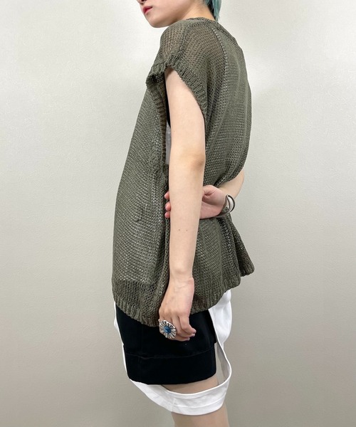 XU（エックスユー）の「【XU/エックスユー】mesh knit vest/メッシュ ニット ベスト シースルー 透け感 ベスト（ベスト・メンズ・ダークグレー/カーキ/アイボリー・ONE SIZE）」の20枚目の写真