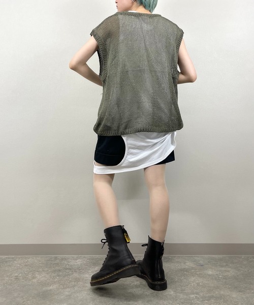 XU（エックスユー）の「【XU/エックスユー】mesh knit vest/メッシュ ニット ベスト シースルー 透け感 ベスト（ベスト・メンズ・ダークグレー/カーキ/アイボリー・ONE SIZE）」の19枚目の写真