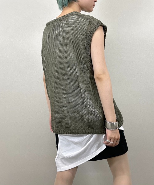 XU（エックスユー）の「【XU/エックスユー】mesh knit vest/メッシュ ニット ベスト シースルー 透け感 ベスト（ベスト・メンズ・ダークグレー/カーキ/アイボリー・ONE SIZE）」の22枚目の写真