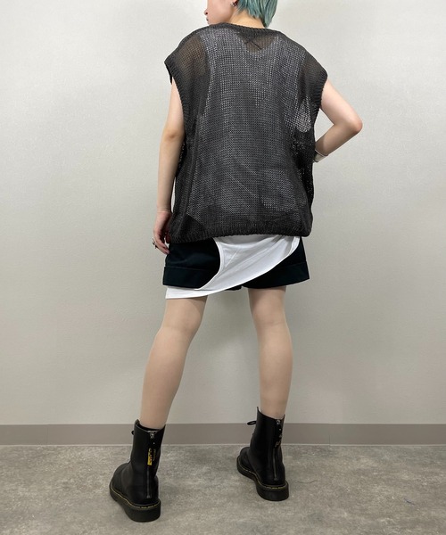 XU（エックスユー）の「【XU/エックスユー】mesh knit vest/メッシュ ニット ベスト シースルー 透け感 ベスト（ベスト・メンズ・ダークグレー/カーキ/アイボリー・ONE SIZE）」の12枚目の写真