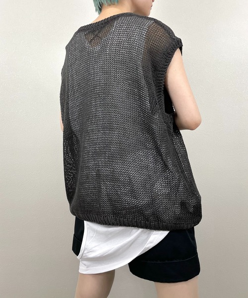 XU（エックスユー）の「【XU/エックスユー】mesh knit vest/メッシュ ニット ベスト シースルー 透け感 ベスト（ベスト・メンズ・ダークグレー/カーキ/アイボリー・ONE SIZE）」の16枚目の写真