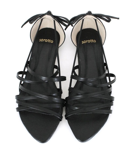 SOROTTO（ソロット）の「レースアップフラットソールサンダル（サンダル・レディース・ブラック/ブラウン/イエロー/アイボリー/ピンク・M/LL/S/L）」の15枚目の写真