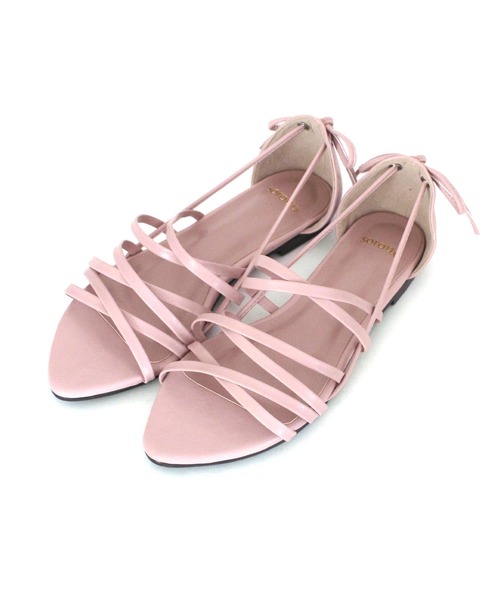 SOROTTO（ソロット）の「レースアップフラットソールサンダル（サンダル・レディース・ブラック/ブラウン/イエロー/アイボリー/ピンク・M/LL/S/L）」の9枚目の写真