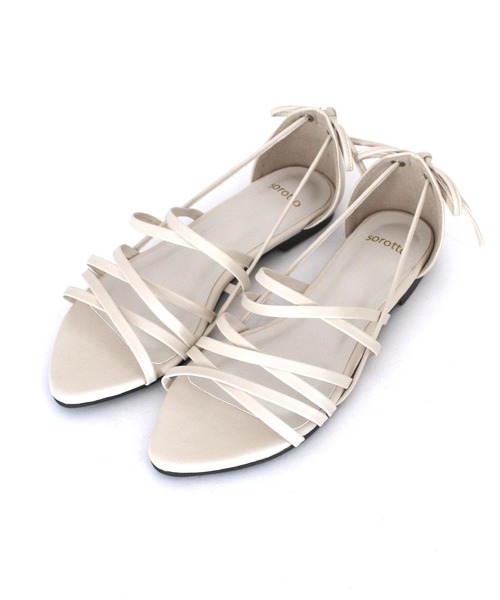 SOROTTO（ソロット）の「レースアップフラットソールサンダル（サンダル・レディース・ブラック/ブラウン/イエロー/アイボリー/ピンク・M/LL/S/L）」の8枚目の写真