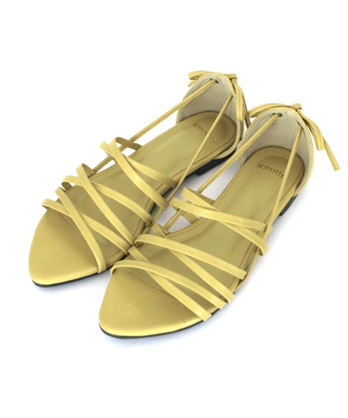 SOROTTO（ソロット）の「レースアップフラットソールサンダル（サンダル・レディース・ブラック/ブラウン/イエロー/アイボリー/ピンク・M/LL/S/L）」の16枚目の写真