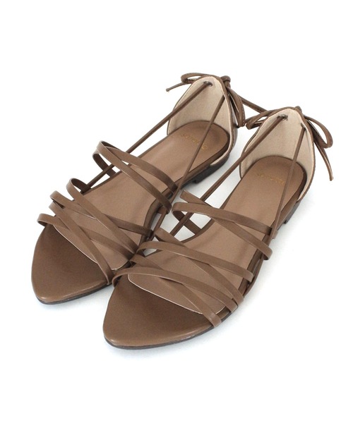 SOROTTO（ソロット）の「レースアップフラットソールサンダル（サンダル・レディース・ブラック/ブラウン/イエロー/アイボリー/ピンク・M/LL/S/L）」の18枚目の写真