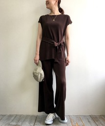 Grand PARK | ウエストリボンチュニック＆ワイドパンツセットアップ(アンサンブル)