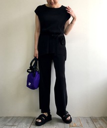 Grand PARK | ウエストリボンチュニック＆ワイドパンツセットアップ(アンサンブル)