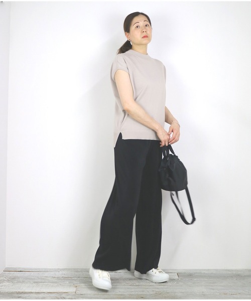 Grand PARK(グランドパーク)の「ウエストリボンチュニック&ワイドパンツセットアップ(アンサンブル・レディース・ブラック/ベージュ/キャメル・FREE)」の13枚目の写真