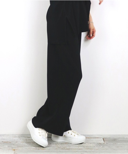 Grand PARK(グランドパーク)の「ウエストリボンチュニック&ワイドパンツセットアップ(アンサンブル・レディース・ブラック/ベージュ/キャメル・FREE)」の6枚目の写真