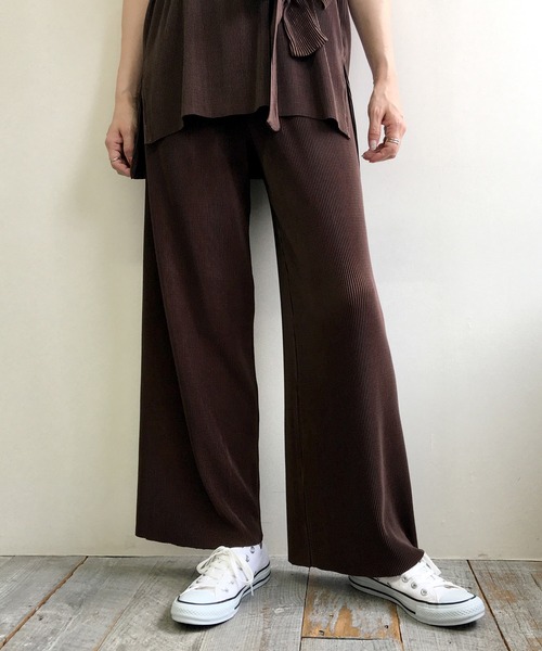 Grand PARK(グランドパーク)の「ウエストリボンチュニック&ワイドパンツセットアップ(アンサンブル・レディース・ブラック/ベージュ/キャメル・FREE)」の15枚目の写真