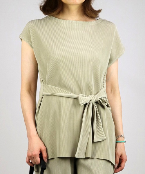 Grand PARK(グランドパーク)の「ウエストリボンチュニック&ワイドパンツセットアップ(アンサンブル・レディース・ブラック/ベージュ/キャメル・FREE)」の18枚目の写真