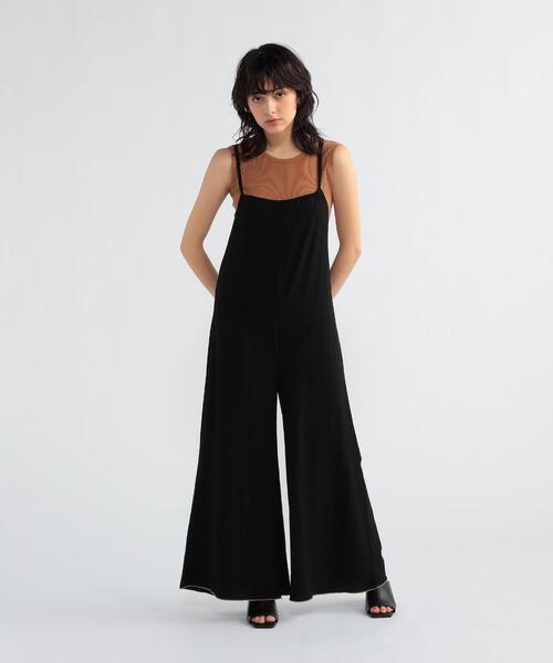 FEELING MADE（フィーリングメイド）の「FEELING MADE ドライタッチ バイカラーヘム サロペット（サロペット/オーバーオール・レディース・ブラック/ブラウン/グレー・MEDIUM/LARGE）」の2枚目の写真