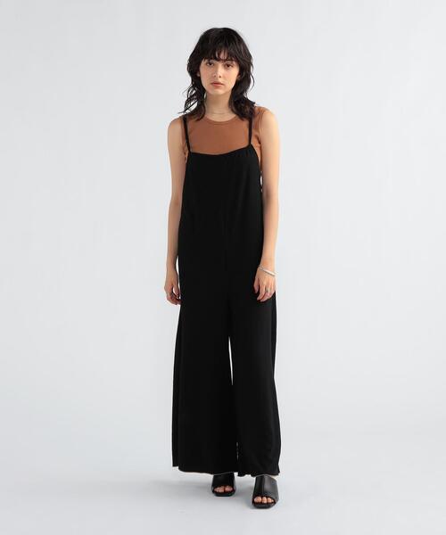 FEELING MADE（フィーリングメイド）の「FEELING MADE ドライタッチ バイカラーヘム サロペット（サロペット/オーバーオール・レディース・ブラック/ブラウン/グレー・MEDIUM/LARGE）」の4枚目の写真