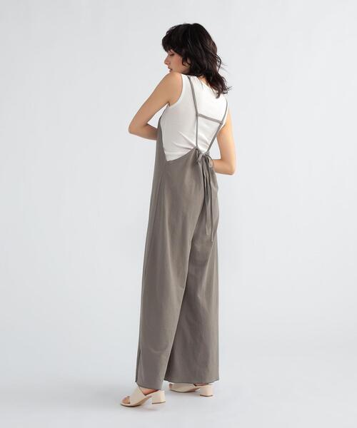 FEELING MADE（フィーリングメイド）の「FEELING MADE ドライタッチ バイカラーヘム サロペット（サロペット/オーバーオール・レディース・ブラック/ブラウン/グレー・MEDIUM/LARGE）」の7枚目の写真