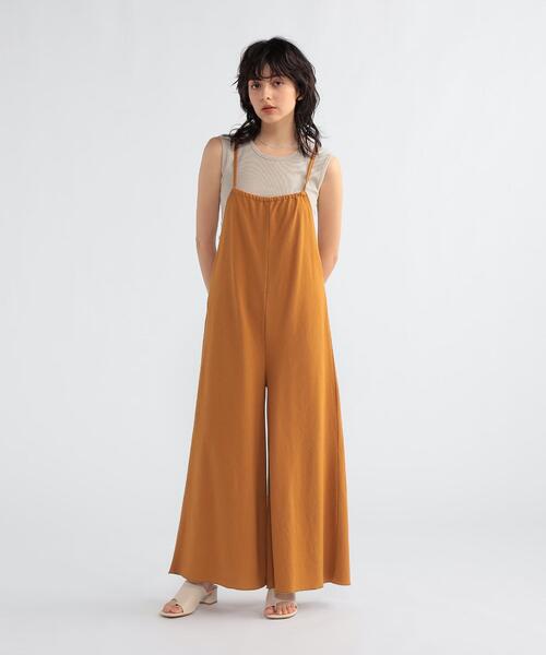 FEELING MADE（フィーリングメイド）の「FEELING MADE ドライタッチ バイカラーヘム サロペット（サロペット/オーバーオール・レディース・ブラック/ブラウン/グレー・MEDIUM/LARGE）」の8枚目の写真