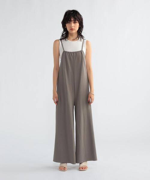 FEELING MADE（フィーリングメイド）の「FEELING MADE ドライタッチ バイカラーヘム サロペット（サロペット/オーバーオール・レディース・ブラック/ブラウン/グレー・MEDIUM/LARGE）」の10枚目の写真