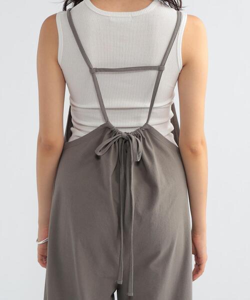 FEELING MADE（フィーリングメイド）の「FEELING MADE ドライタッチ バイカラーヘム サロペット（サロペット/オーバーオール・レディース・ブラック/ブラウン/グレー・MEDIUM/LARGE）」の16枚目の写真