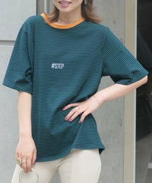CORNERS | STEPロゴ刺繍細ボーダーTシャツ(Tシャツ/カットソー)