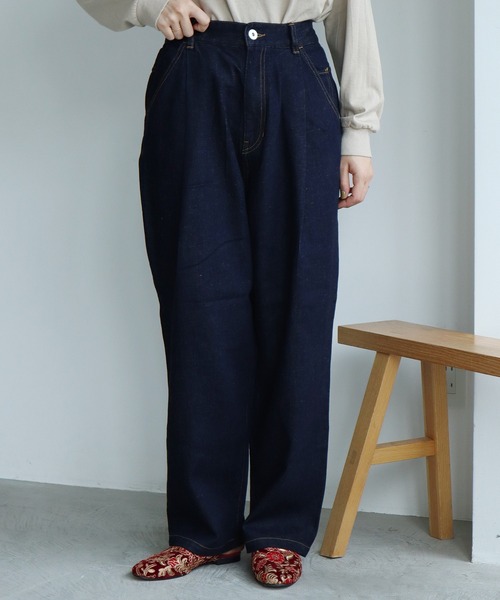 caph（カーフ）の「◇10ozC/Liデニムタック 太パンツ(インディゴ)（その他パンツ・レディース・ネイビー・FREE）」の4枚目の写真