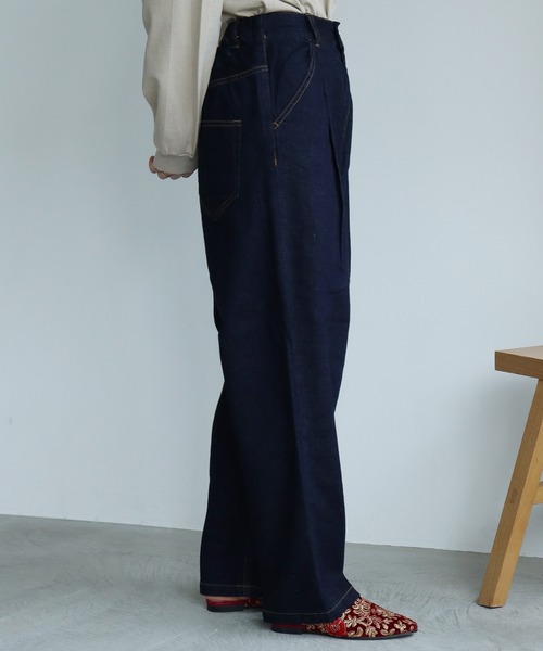 caph（カーフ）の「◇10ozC/Liデニムタック 太パンツ(インディゴ)（その他パンツ・レディース・ネイビー・FREE）」の6枚目の写真