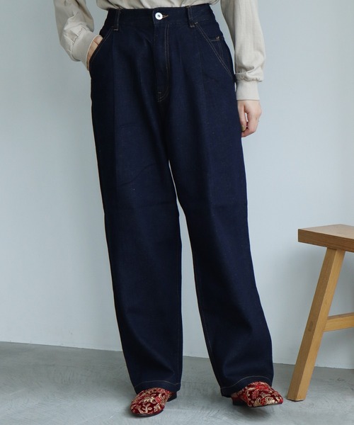 caph（カーフ）の「◇10ozC/Liデニムタック 太パンツ(インディゴ)（その他パンツ・レディース・ネイビー・FREE）」の5枚目の写真