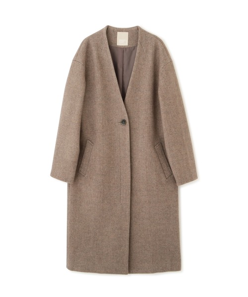 FREE'S MART（フリーズマート）の「【インフルエンサー森下愛里沙さんレコメンド / Sシリーズ対応】◆ジャージメルトンノーカラーコート（ノーカラーコート・レディース・チャコールグレー/オフホワイト/ライトグリーン/モカ・SMALL/MEDIUM）」の12枚目の写真