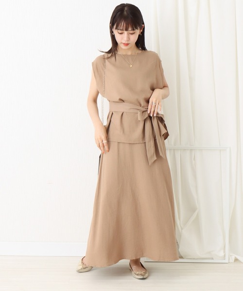 libelle more(リベル モア)の「綿レーヨン麻スカートセットアップ(スカート・レディース・ブラウン/ベージュ/カーキ/チャコールグレー・L/M)」の16枚目の写真