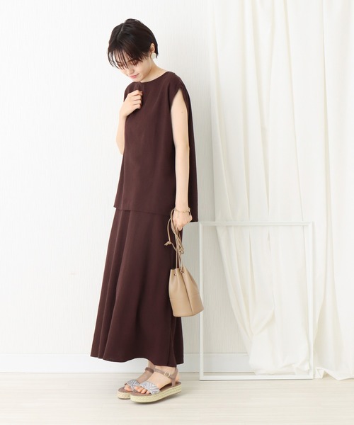 libelle more(リベル モア)の「綿レーヨン麻スカートセットアップ(スカート・レディース・ブラウン/ベージュ/カーキ/チャコールグレー・L/M)」の7枚目の写真