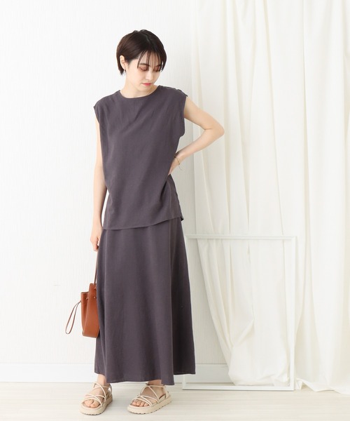 libelle more(リベル モア)の「綿レーヨン麻スカートセットアップ(スカート・レディース・ブラウン/ベージュ/カーキ/チャコールグレー・L/M)」の15枚目の写真